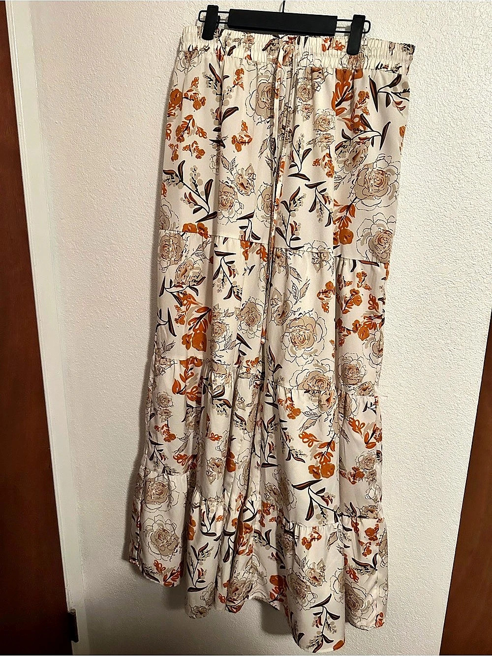 Floral dressy wide legged pants  in Cream & Orange